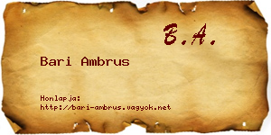Bari Ambrus névjegykártya